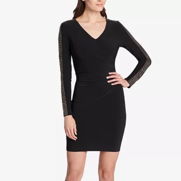 New✨GUESS Studded Ruched Sheath Dress - Picture 1 of 4